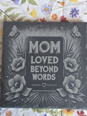 Mom Loved Beyond Words Wall Plaque - Slate Black